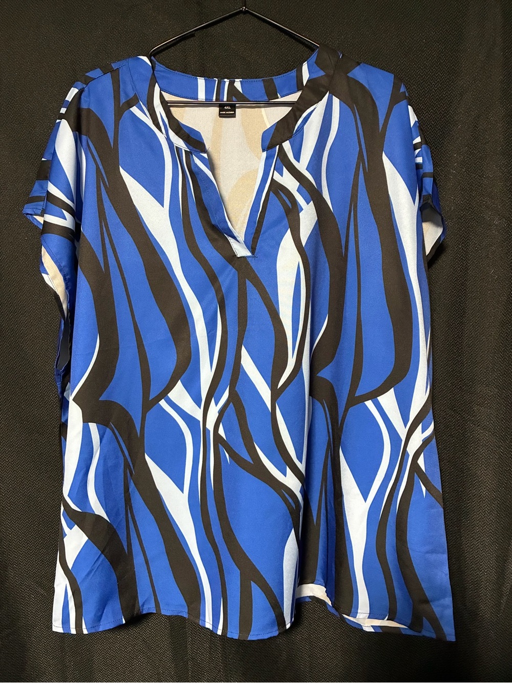 SHEIN Curve Blue Abstract V-Neck Cap Sleeve Top 4X